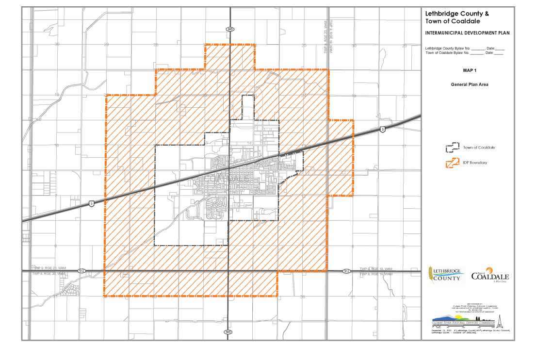 Lethbridge County And Town Of Coaldale Intermunicipal Development Plan   Lethbridge County   Coaldale IDP 2022 Map 1   Plan Area 